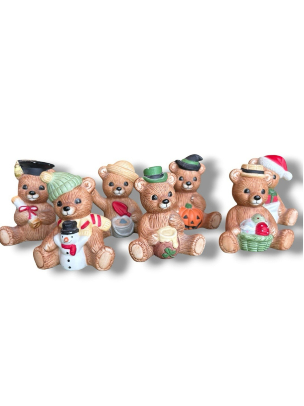 Vintage HOMCO 1413 Calendar Bears Lot 7 Jan Mar Apr May Aug Oct Dec Figurines